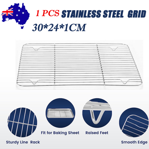 1pc Stainless Steel Baking Pan Toaster Oven Pans Grid Baking Dish BBQ Cookie Cake, 30*24cm V201-W13175805