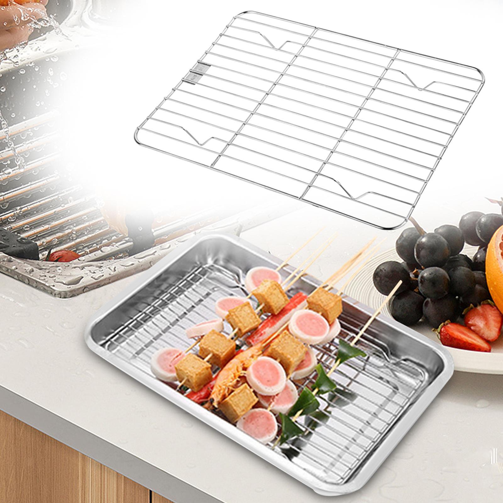 1pc Stainless Steel Baking Pan Toaster Oven Pans Grid Baking Dish BBQ Cookie Cake, 30*24cm V201-W13175805