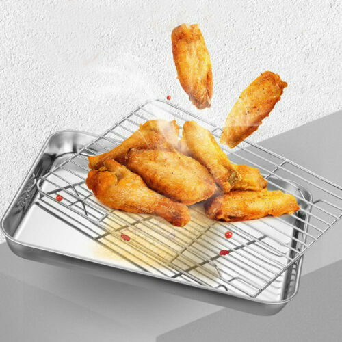1pc Stainless Steel Baking Pan Toaster Oven Pans Grid Baking Dish BBQ Cookie Cake, 30*24cm V201-W13175805