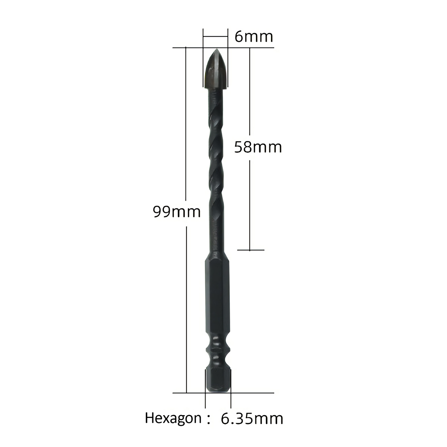 4PCS Drill Set Hex Tile Drill Bit Glass Ceramic Bric Hex Shank Cross Spear Head V201-W13175807