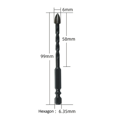 4PCS Drill Set Hex Tile Drill Bit Glass Ceramic Bric Hex Shank Cross Spear Head V201-W13175807