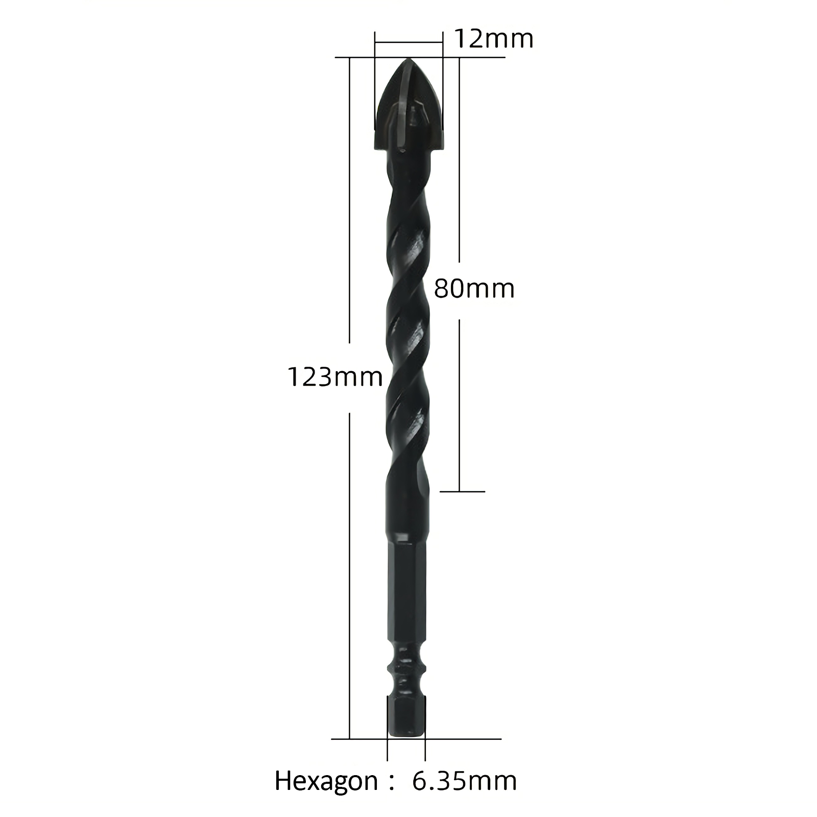 4PCS Drill Set Hex Tile Drill Bit Glass Ceramic Bric Hex Shank Cross Spear Head V201-W13175807