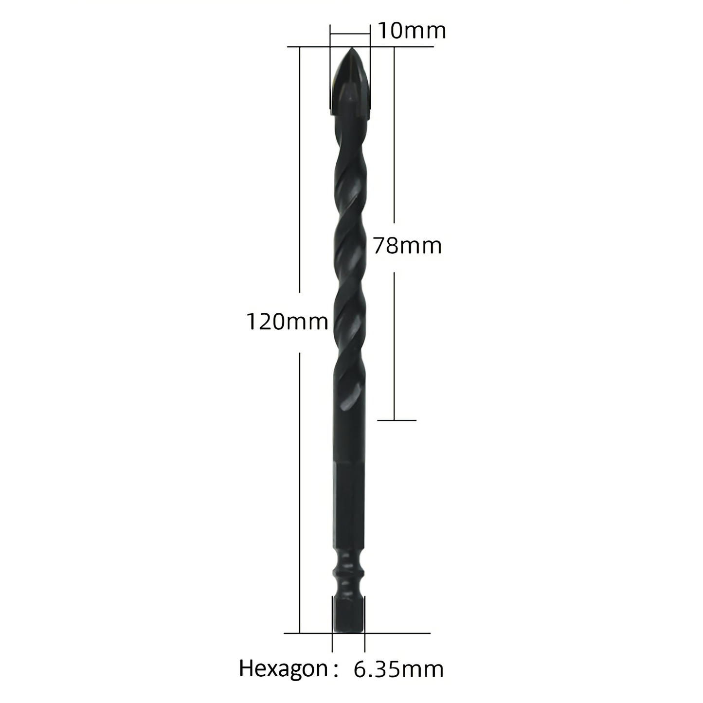4PCS Drill Set Hex Tile Drill Bit Glass Ceramic Bric Hex Shank Cross Spear Head V201-W13175807