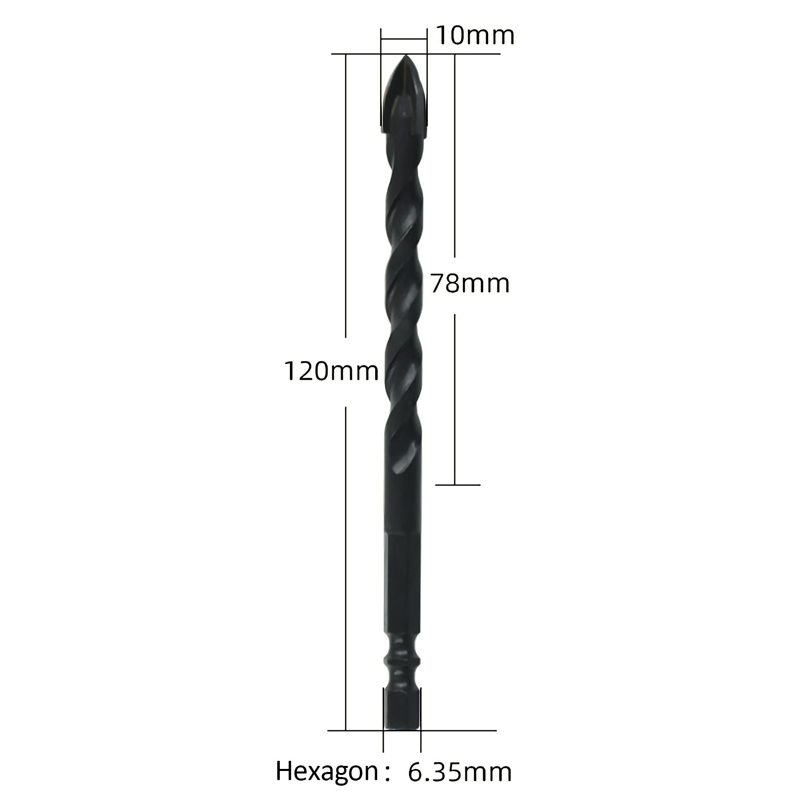 4PCS Drill Set Hex Tile Drill Bit Glass Ceramic Bric Hex Shank Cross Spear Head V201-W13175807