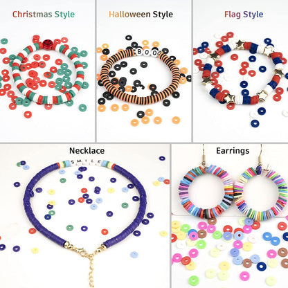 About 6113pcs Clay Heishi Beads Flat Bead Kit Bracelets Necklace Earrings Making V201-W13177950