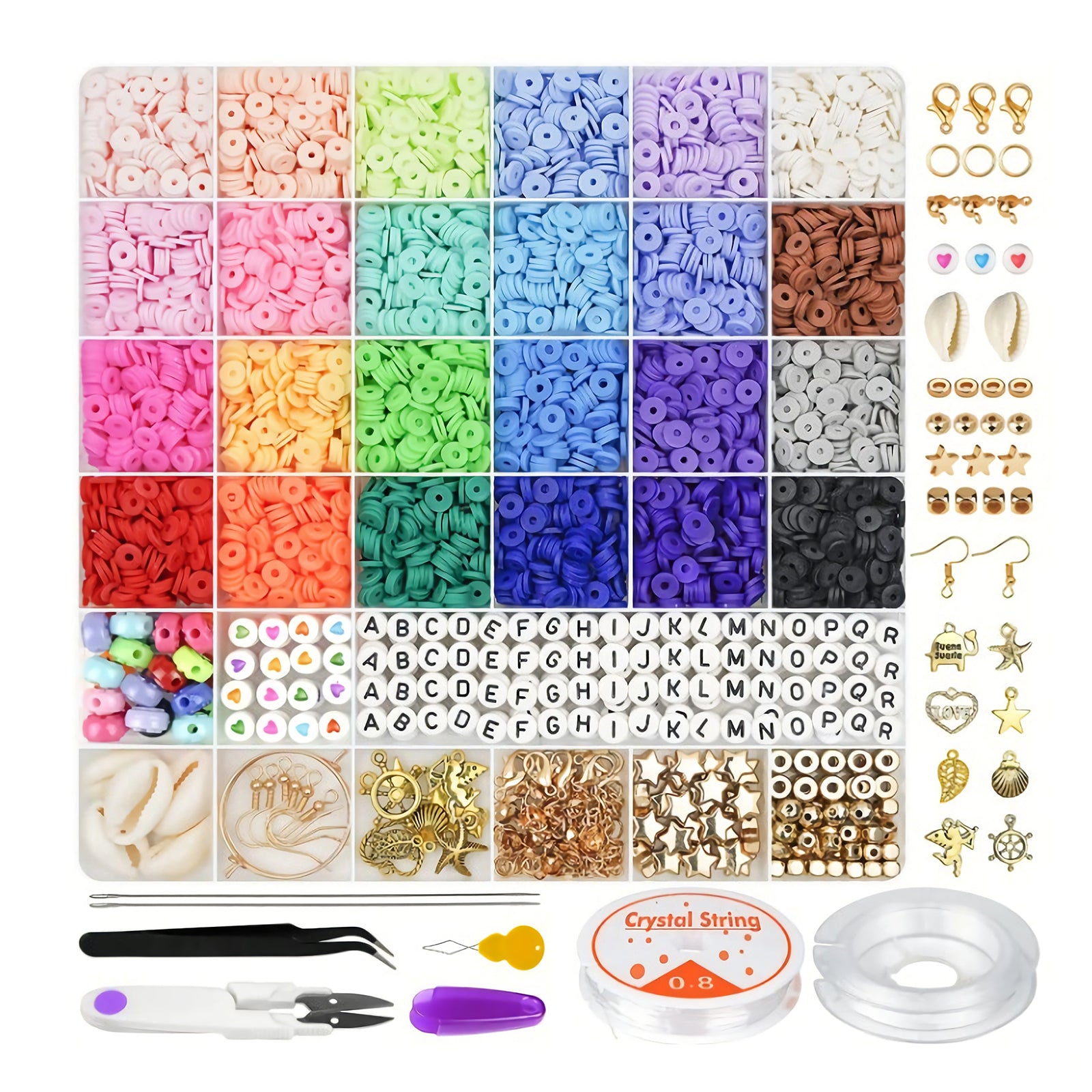 About 6113pcs Clay Heishi Beads Flat Bead Kit Bracelets Necklace Earrings Making V201-W13177950