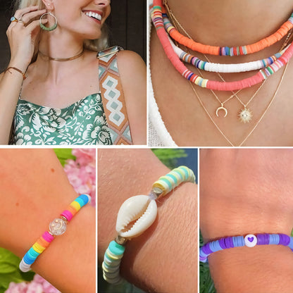 About 6113pcs Clay Heishi Beads Flat Bead Kit Bracelets Necklace Earrings Making V201-W13177950