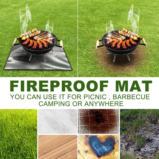 Yegbong Fireproof Mat, Outdoor Lawn Terrace Barbecue Fireproof Silver Rectangular Protective Mat V201-W13188448