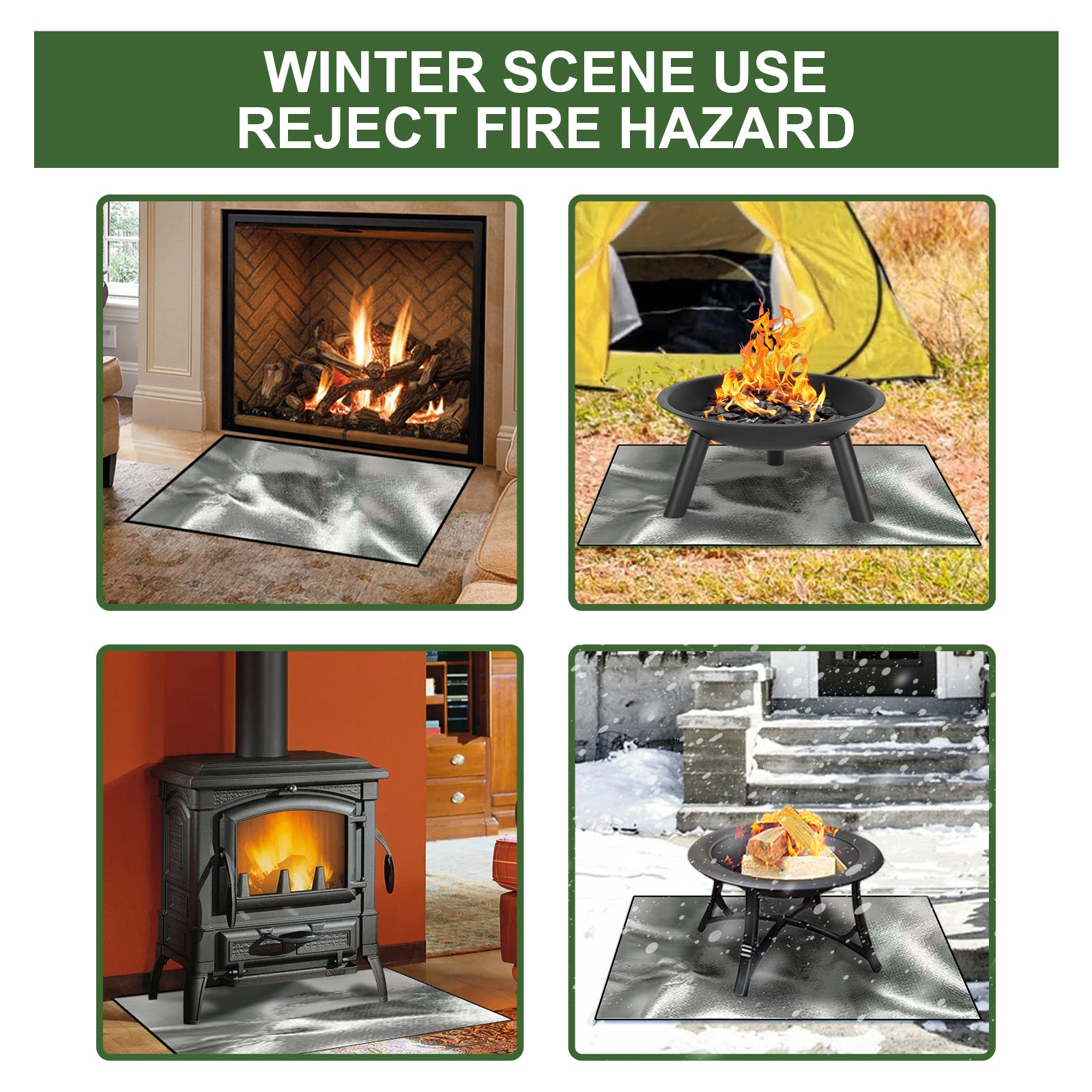 Yegbong Fireproof Mat, Outdoor Lawn Terrace Barbecue Fireproof Silver Rectangular Protective Mat V201-W13188448