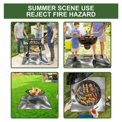 Yegbong Fireproof Mat, Outdoor Lawn Terrace Barbecue Fireproof Silver Rectangular Protective Mat V201-W13188448