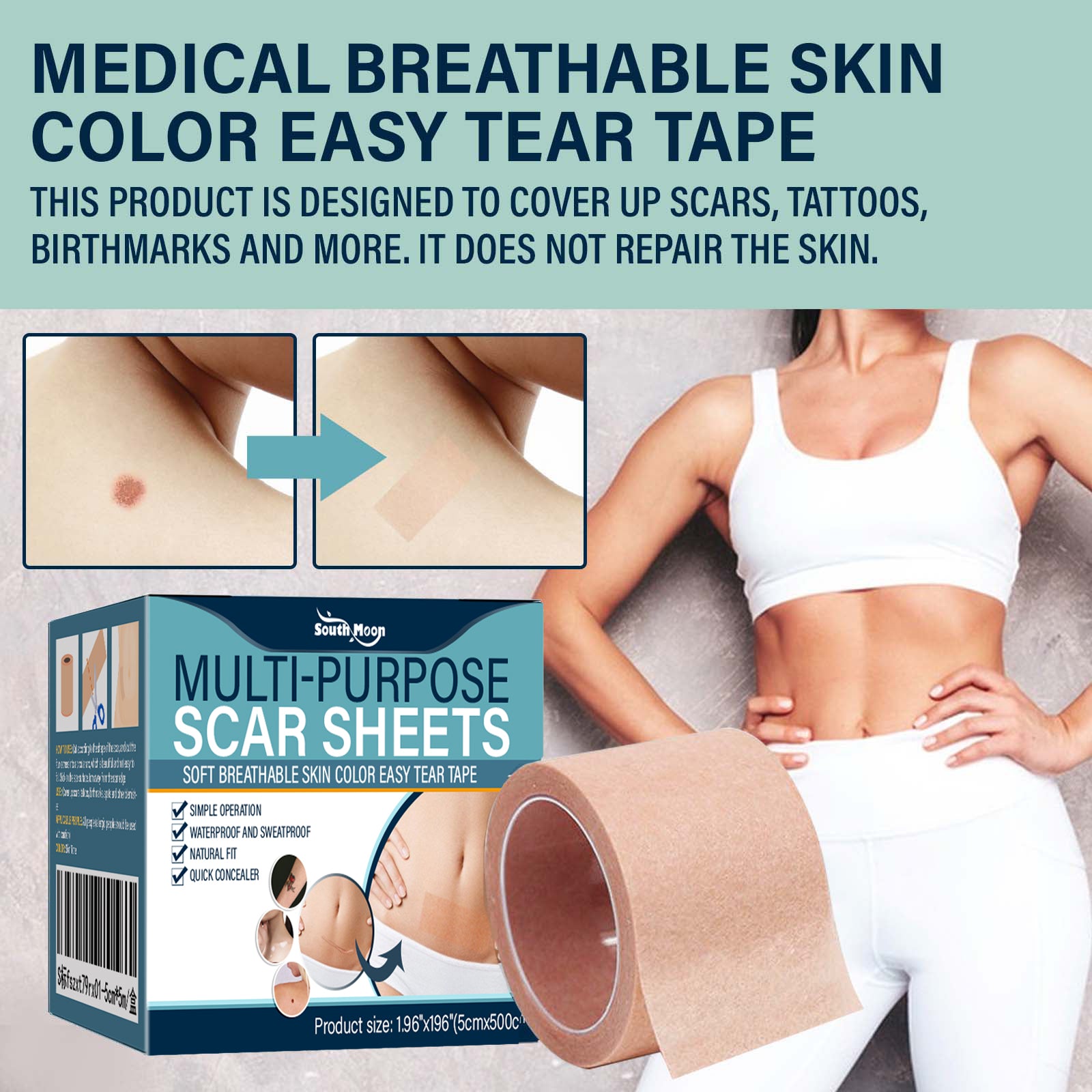 South moon Birthmark Skin Tone Concealer, Cover Body Scars Tattoo Spots Waterproof Color Masking Tape V201-W13194264