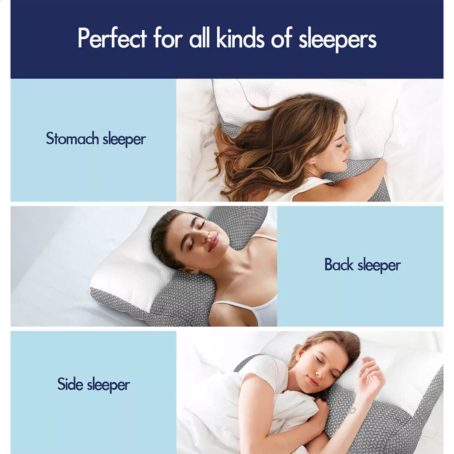 Ergonomic Cervical Pillow Contour Orthopedic Neck Pain Adjustable Bed Pillow V201-W13213943