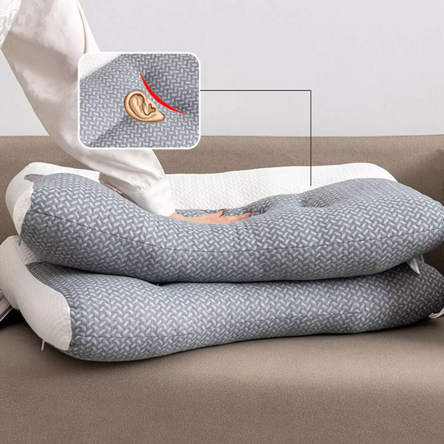 Ergonomic Cervical Pillow Contour Orthopedic Neck Pain Adjustable Bed Pillow V201-W13213943