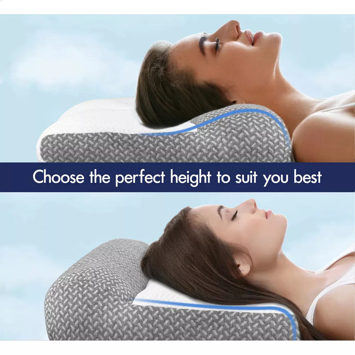 Ergonomic Cervical Pillow Contour Orthopedic Neck Pain Adjustable Bed Pillow V201-W13213943