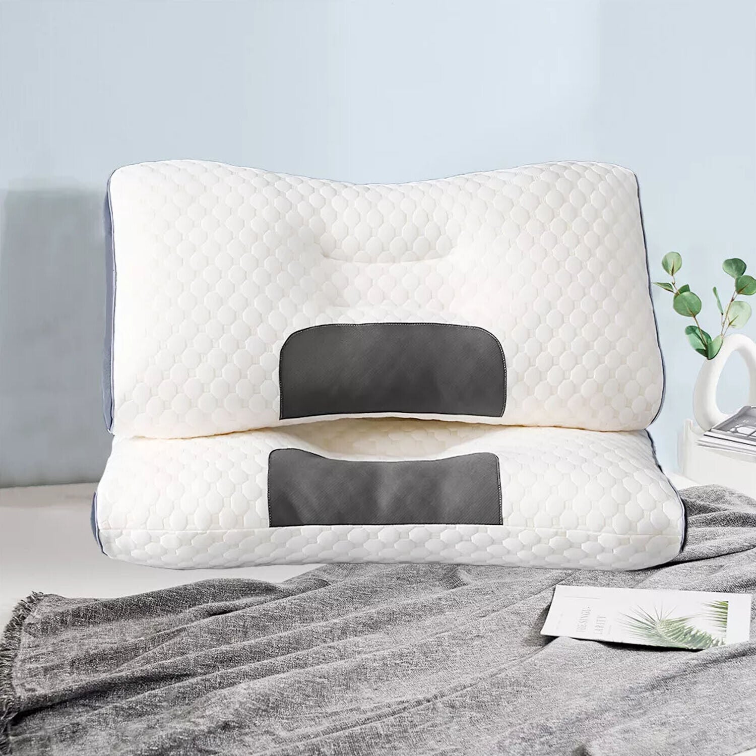 2 pcs Pain Relief Ergonomic Pillow Adjustable Contour Orthopedic Cervical Bed Pillow V201-W13213944