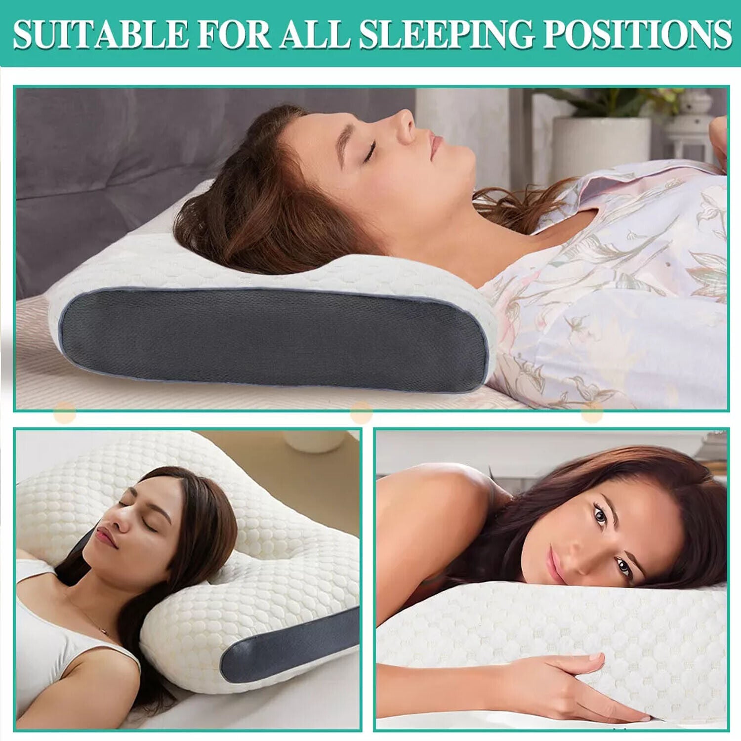 2 pcs Pain Relief Ergonomic Pillow Adjustable Contour Orthopedic Cervical Bed Pillow V201-W13213944