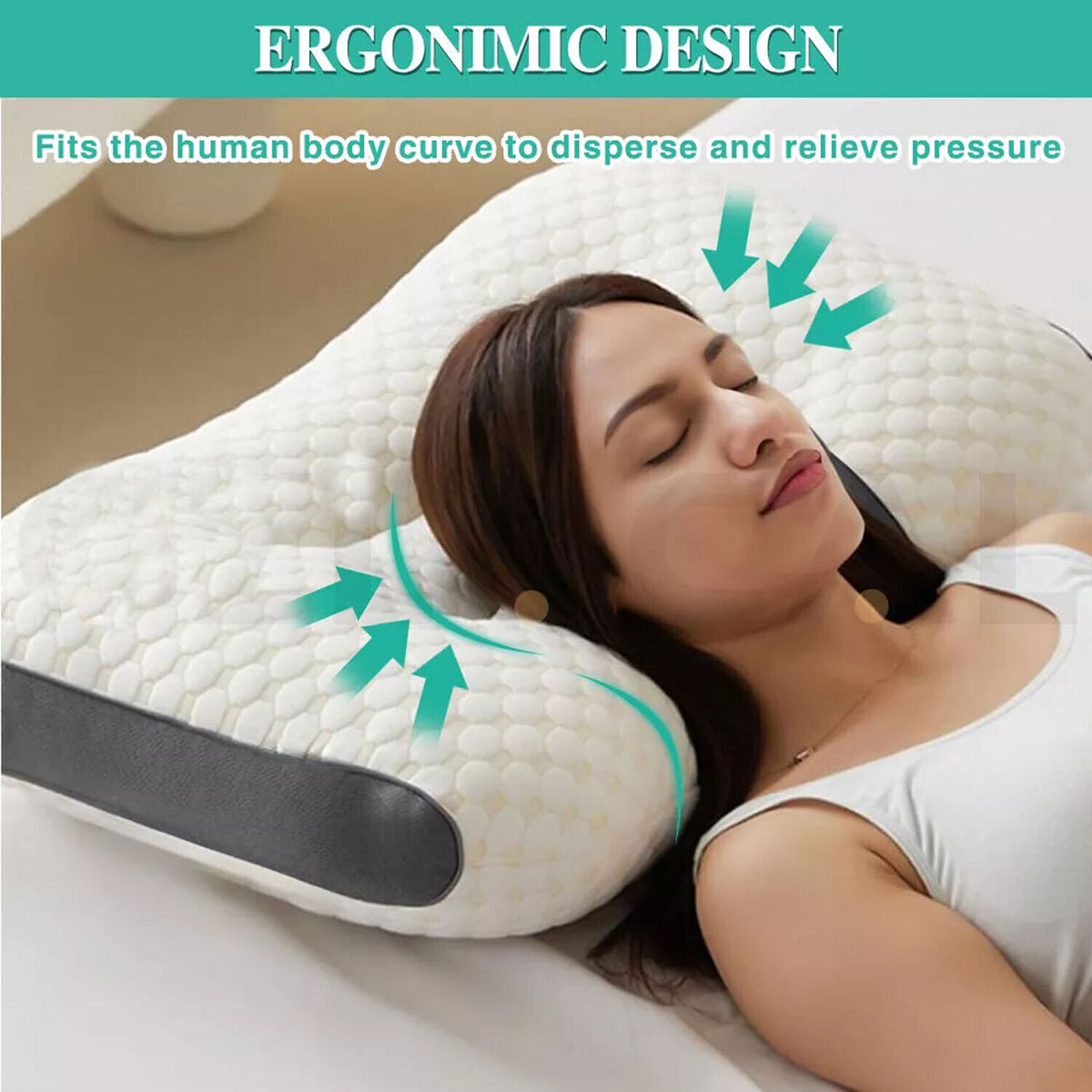 2 pcs Pain Relief Ergonomic Pillow Adjustable Contour Orthopedic Cervical Bed Pillow V201-W13213944