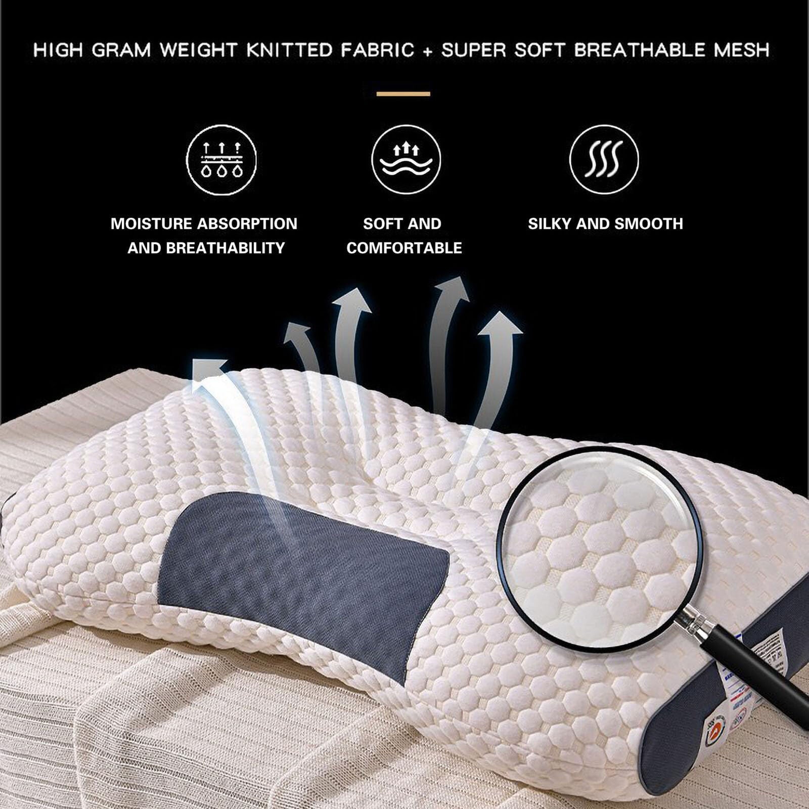 2 pcs Pain Relief Ergonomic Pillow Adjustable Contour Orthopedic Cervical Bed Pillow V201-W13213944