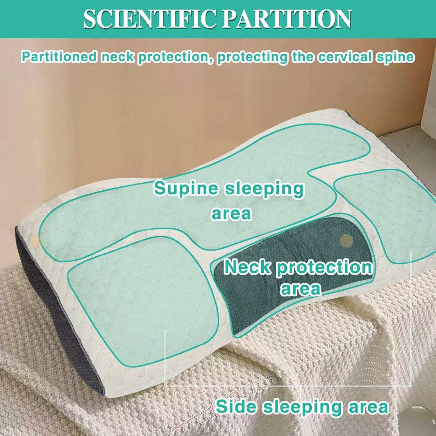 2 pcs Pain Relief Ergonomic Pillow Adjustable Contour Orthopedic Cervical Bed Pillow V201-W13213944