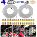 2 Packs 3/16 inch Brake Line Kit 25Ft Tube Rolls Zinc Steel with 32 Fittings NEW V201-W13220693