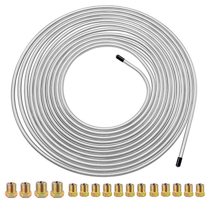 2 Packs 3/16 inch Brake Line Kit 25Ft Tube Rolls Zinc Steel with 32 Fittings NEW V201-W13220693