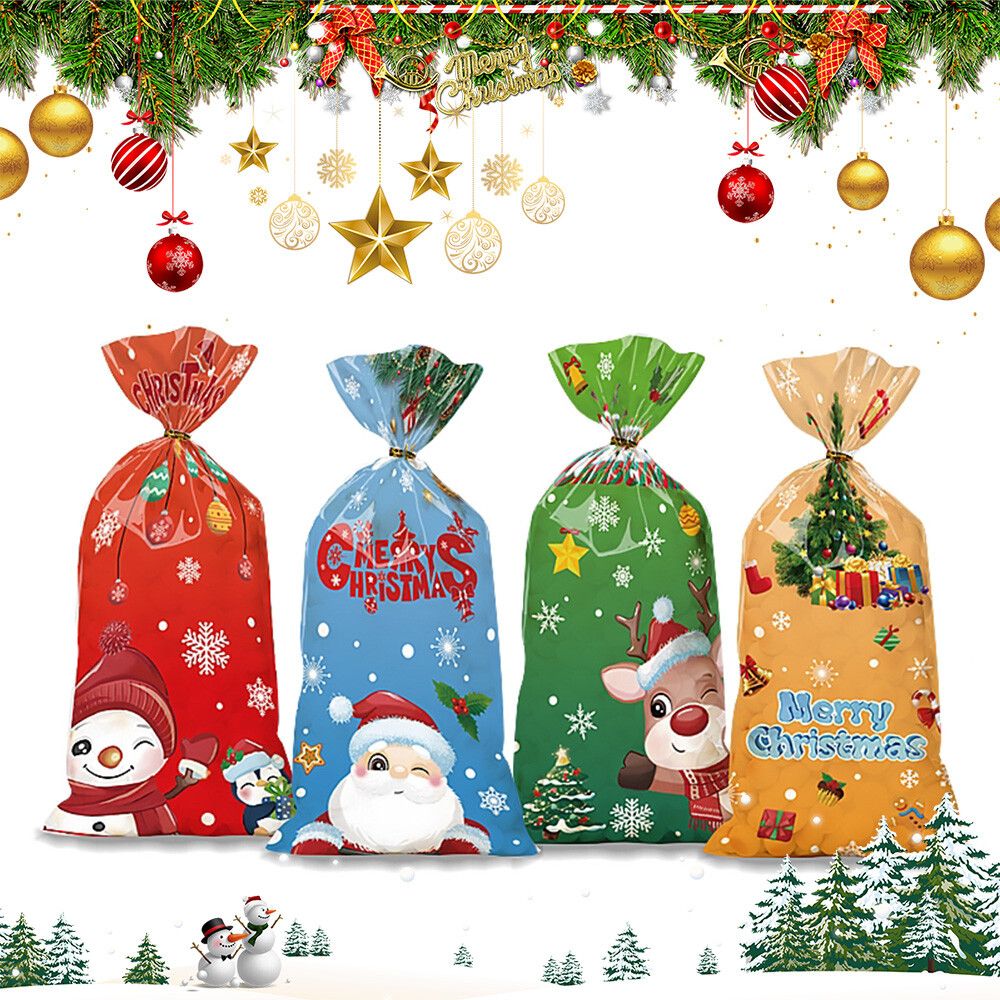 50 PCS Christmas Gift Bags with Assorted Christmas Prints for Xmas Gift Bags V201-W13240426
