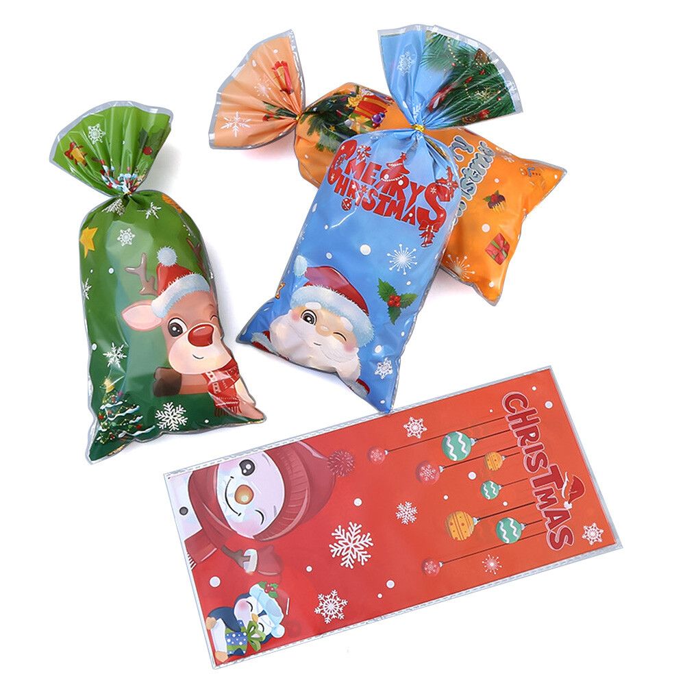 50 PCS Christmas Gift Bags with Assorted Christmas Prints for Xmas Gift Bags V201-W13240426