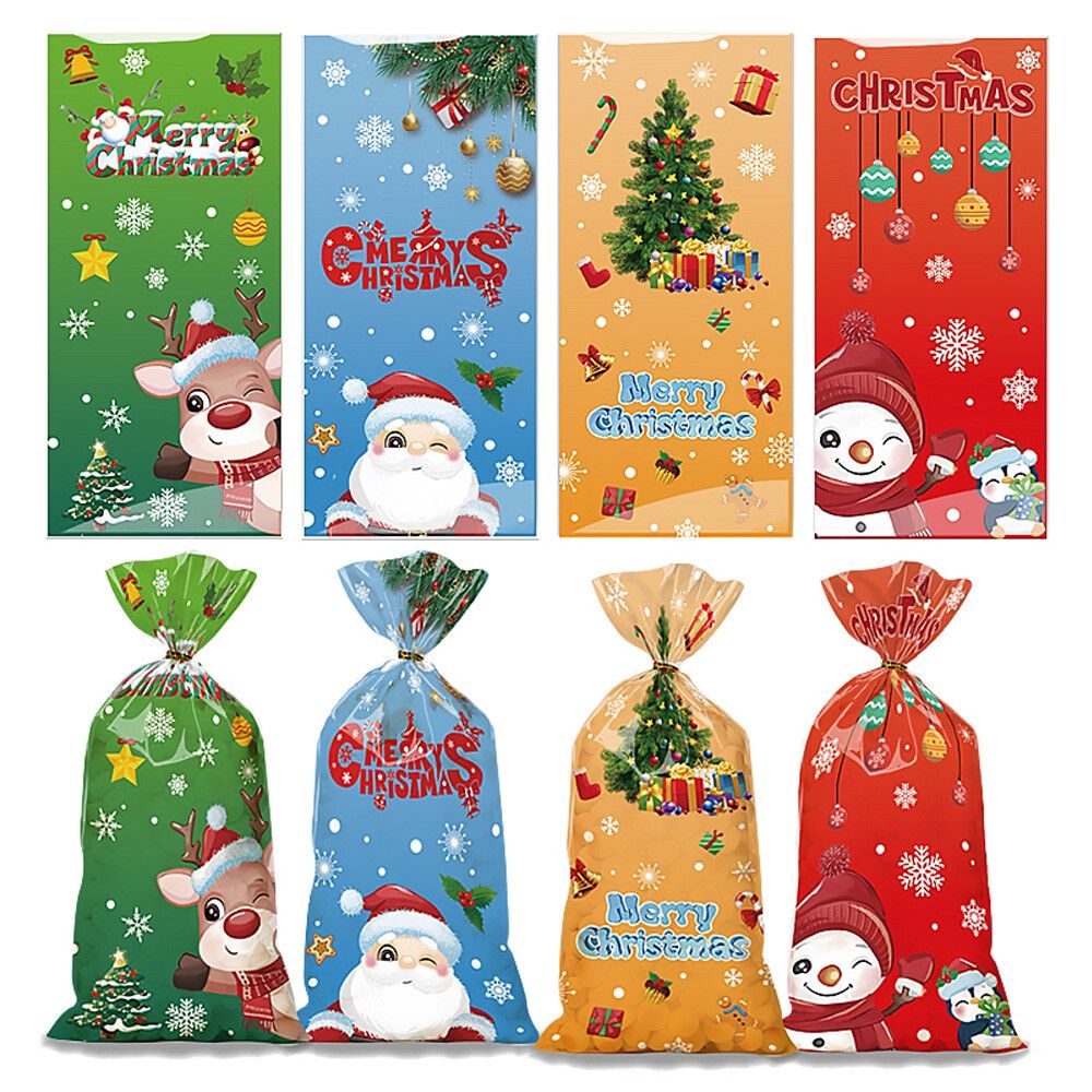 50 PCS Christmas Gift Bags with Assorted Christmas Prints for Xmas Gift Bags V201-W13240426