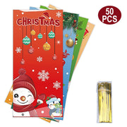 50 PCS Christmas Gift Bags with Assorted Christmas Prints for Xmas Gift Bags V201-W13240426