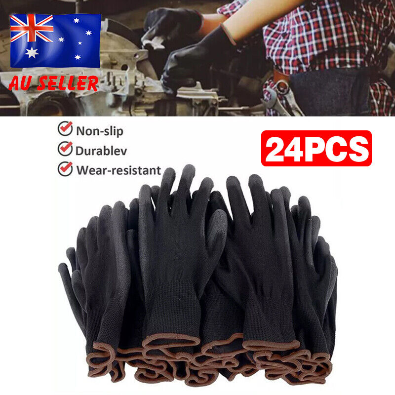 24PCS Antistatic Nylon Gloves Work Safety Working Mechanic Gloves Garden Builder V201-W13250097