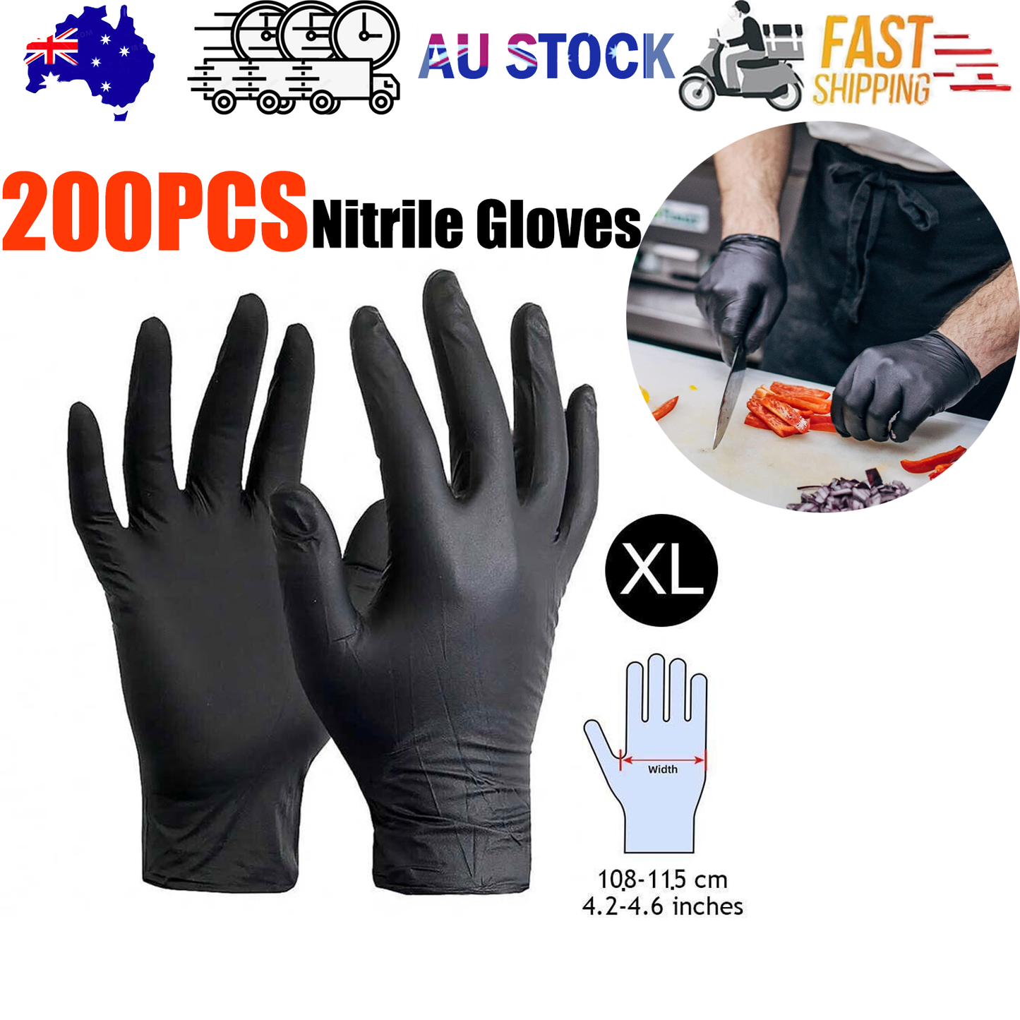 6g Flexible Disposable Nitrile Gloves For Mechanic Work Food Prepa 200pcs XL V201-W13272343