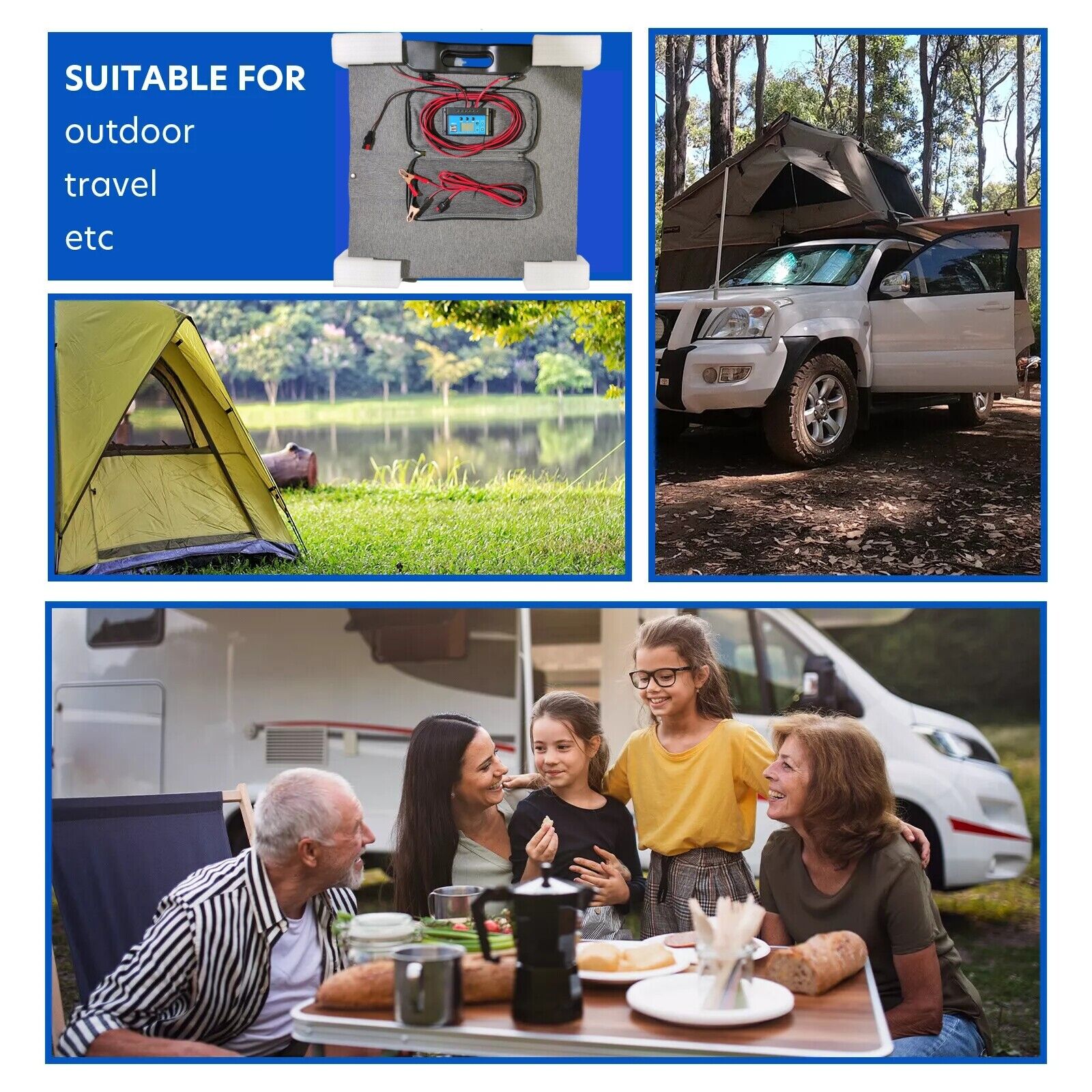 160W 160Watt Folding Solar Panel Blanket Mat Flexible Mono Power Camping RV USB 12V V201-W13272356