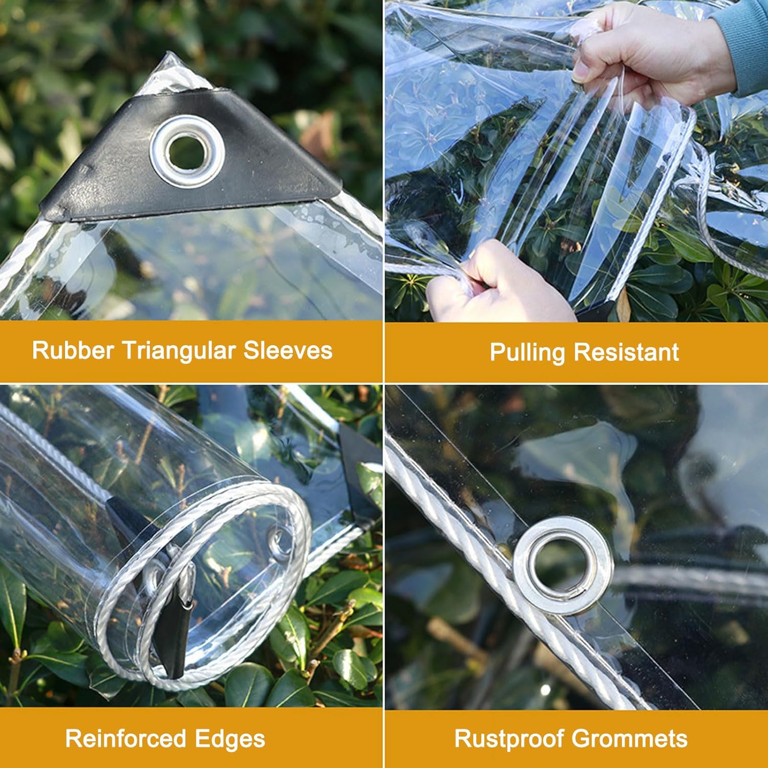 420GSM Heavy Duty Clear PVC Tarpaulin Cloth Transparent Tarps Grommets 3X4M V201-W13278699