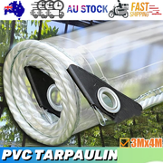 420GSM Heavy Duty Clear PVC Tarpaulin Cloth Transparent Tarps Grommets 3X4M V201-W13278699