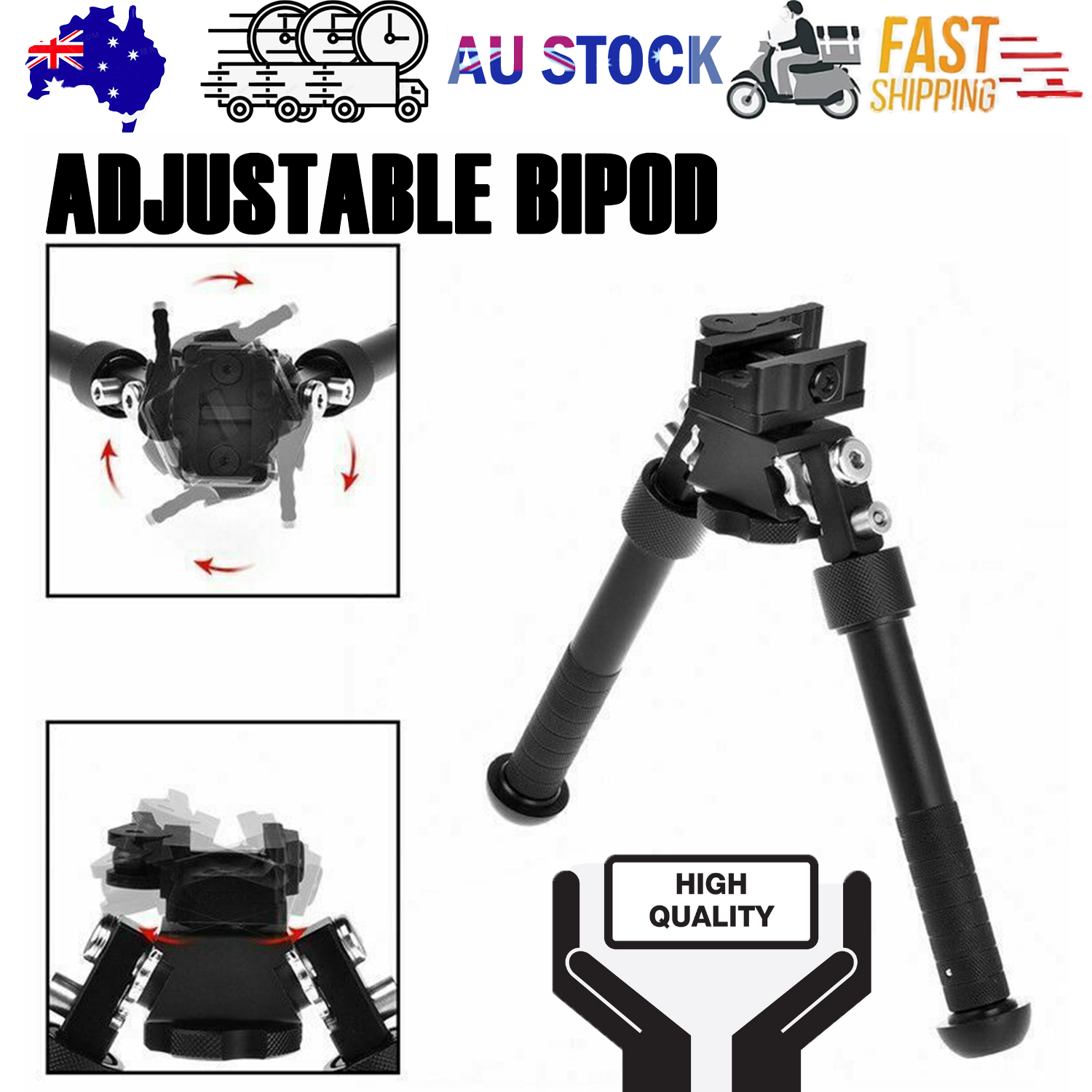 6.5- 9" Foldable QD Picatinny Rail Mount V8 Adjustable Bipod V201-W13280169