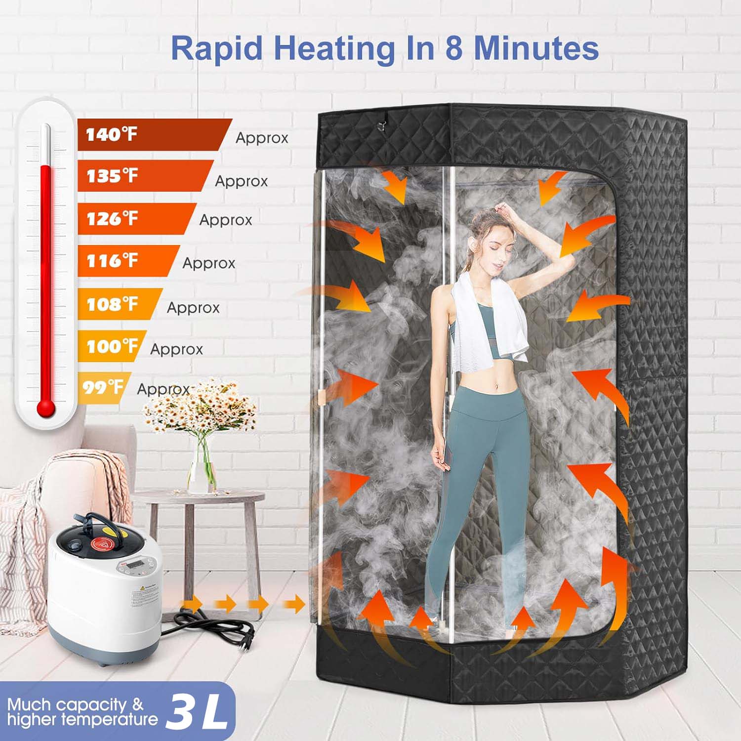 Home Portable Steam Sauna Tent w/Remote Control Foldable Chair Loss Weight AU V201-W13284747