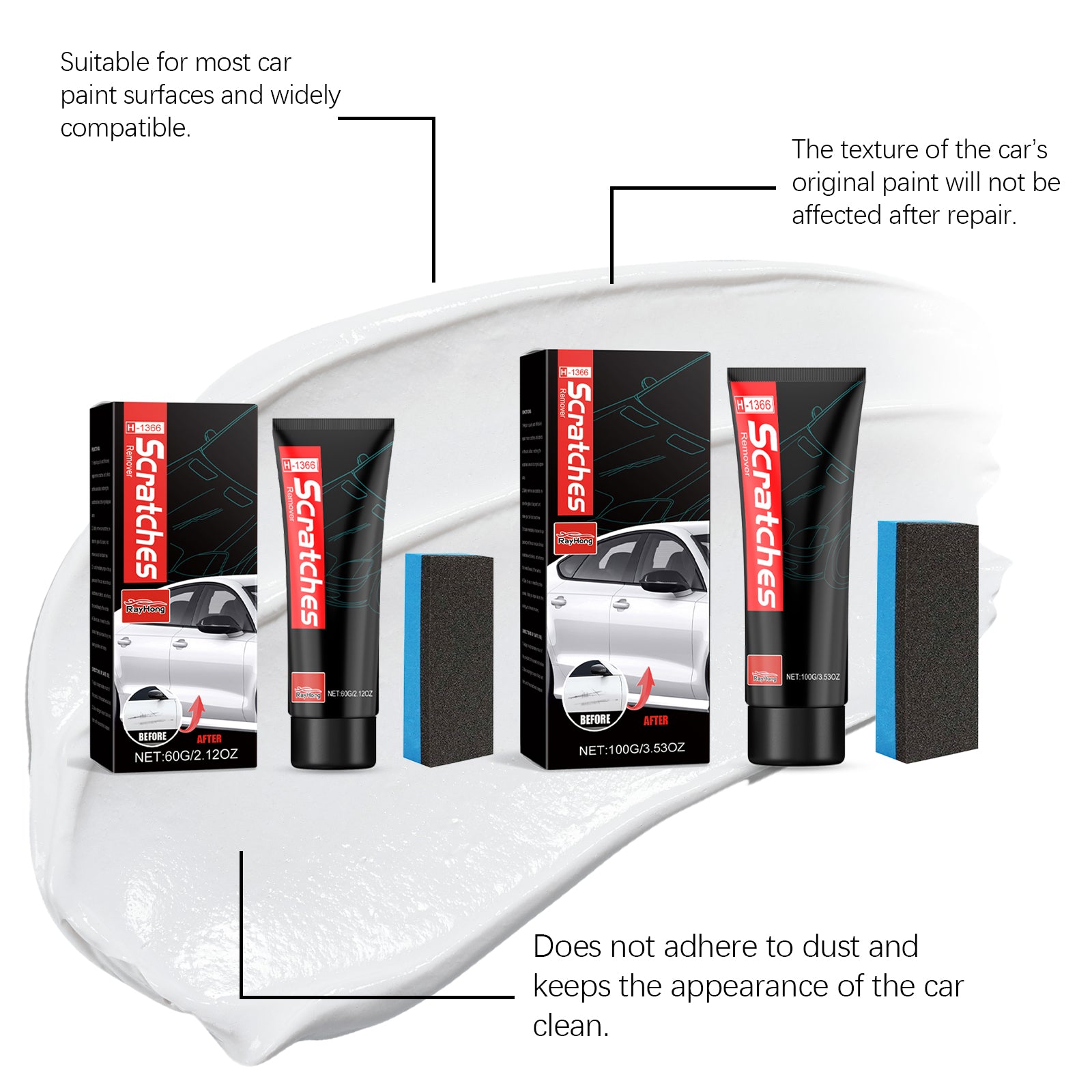 cratches Remover, Paint Cleaning Decontamination Wax Scratch Retreading Paste Repair Car Wax V201-W13288638