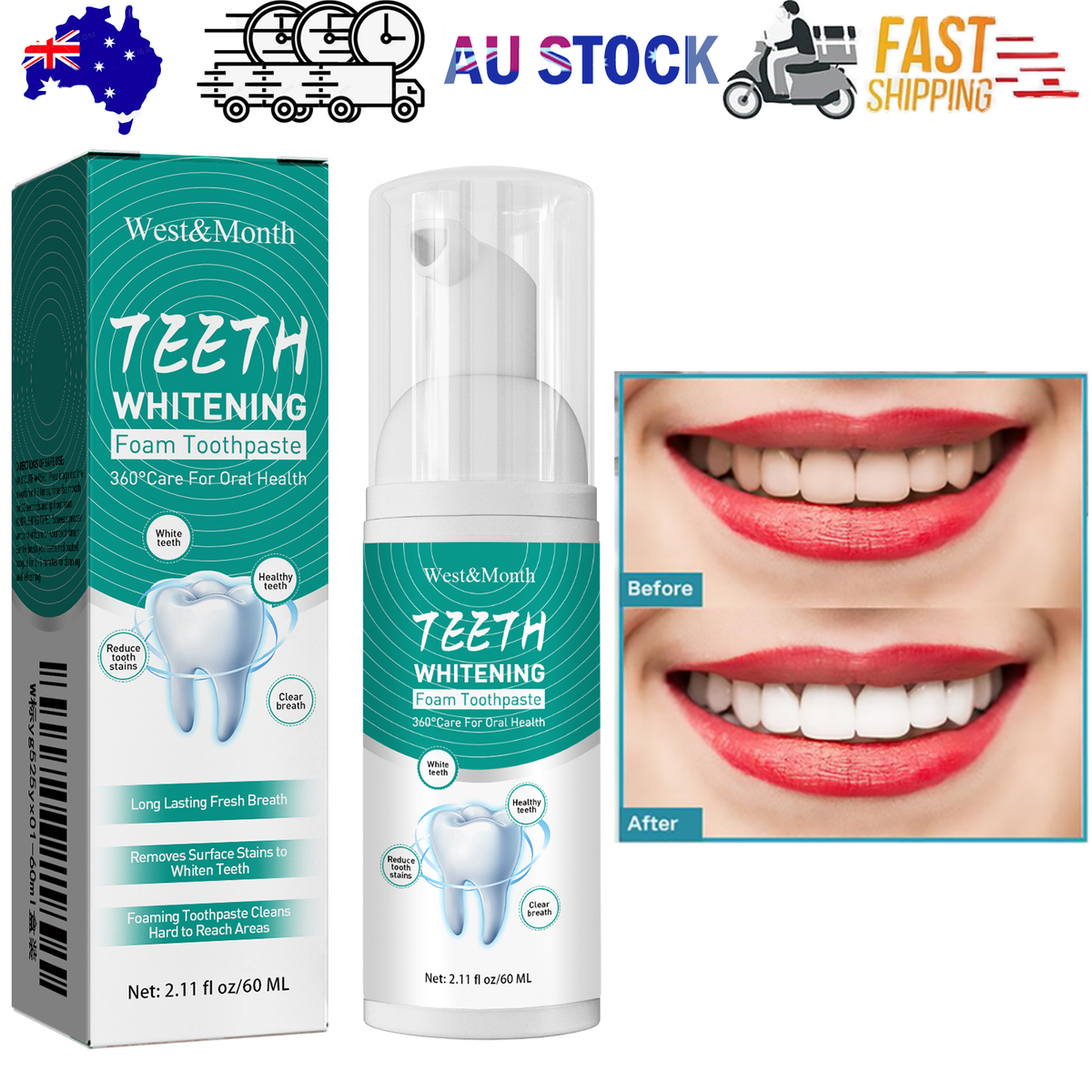 Foam Toothpaste Breath Freshening Whitening Toothpaste Tooth Anti-Moth Mouth Cleaning Tooth Stains And Gum V201-W13288640