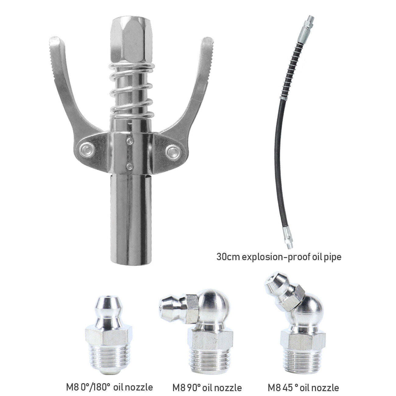 Grease Gun Coupler High Pressure Quick Release Lock Nozzles w/Hose For 1/8"NPT V201-W13314314