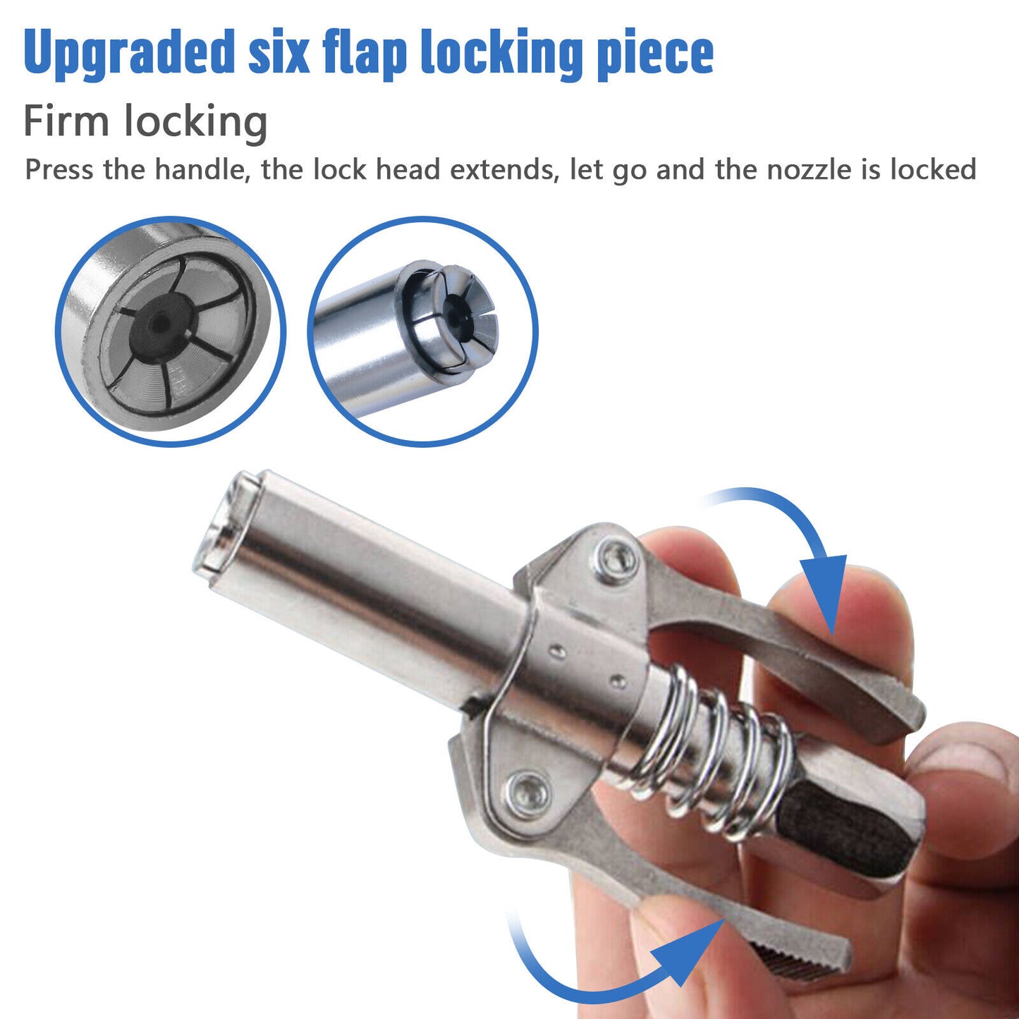Grease Gun Coupler High Pressure Quick Release Lock Nozzles w/Hose For 1/8"NPT V201-W13314314