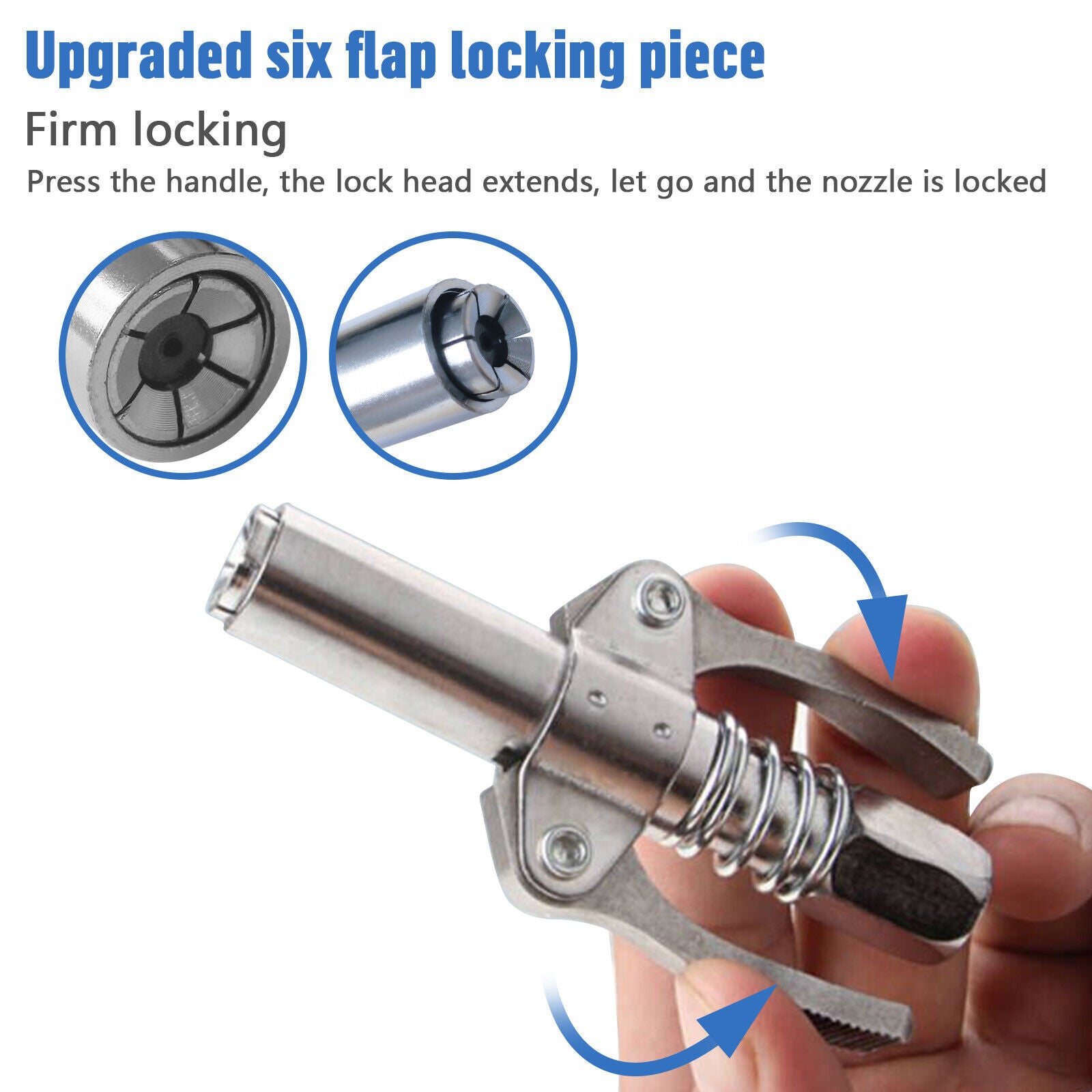 Grease Gun Coupler High Pressure Quick Release Lock Nozzles w/Hose For 1/8"NPT V201-W13314314