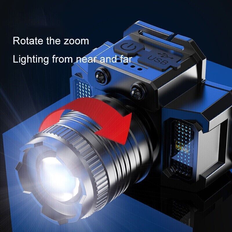 900000LM LED Headlamp Rechargeable Headlight Zoomable Head Torch Lamp Flashlight V201-W13314315