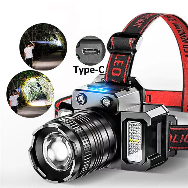 900000LM LED Headlamp Rechargeable Headlight Zoomable Head Torch Lamp Flashlight V201-W13314315