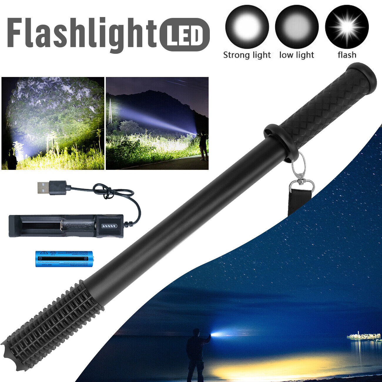 90000LM Baseball Bat LED Flashlights Waterproof Powerful Aluminium for Emergency V201-W13332896