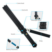 Baseball LED Flashlight Rechargeable Zoom Police Security Torch Baton Lamp Light V201-W13349285