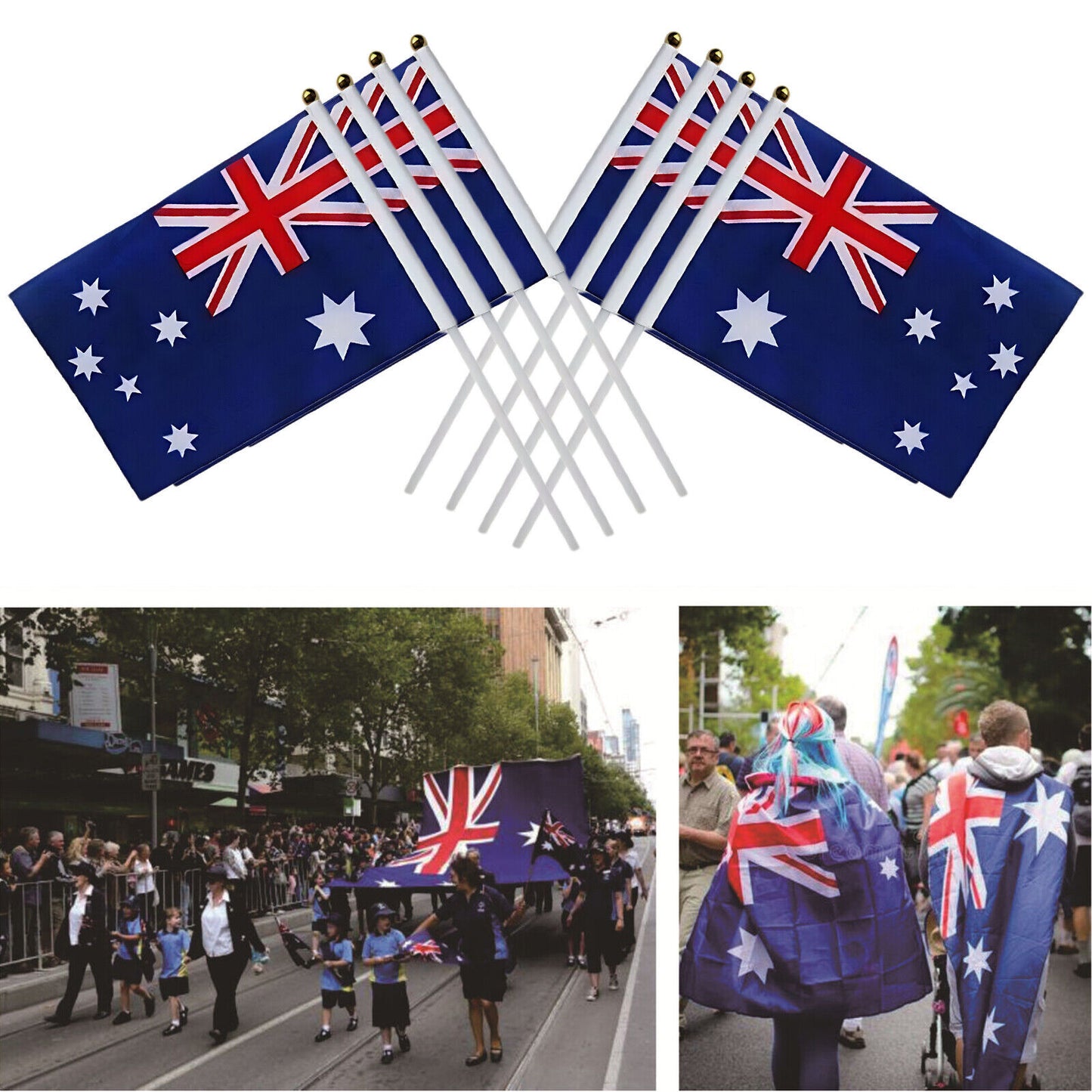 Small Waver Hand Held Aussie Flags Party Supplies Banner AU 8pcs Australia Flag V201-W13382187