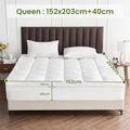 1500GSM Bamboo Mattress Topper Extra Thick 10CM Bed Topper Queen: 152 x 203 + 40 cm V201-W13484773