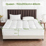 1500GSM Bamboo Mattress Topper Extra Thick 10CM Bed Topper Queen: 152 x 203 + 40 cm V201-W13484773