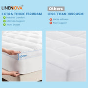 1500GSM Bamboo Mattress Topper Extra Thick 10CM Bed Topper Queen: 152 x 203 + 40 cm V201-W13484773
