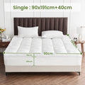 1500GSM Bamboo Mattress Topper Extra Thick 10CM Bed Topper Single: 90 x 191 + 40 cm V201-W13484774